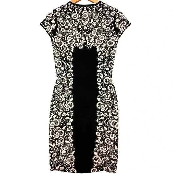 BCBGMAXAZRIA‎ Black White Embroidered Bodycon Bandage Mini Dress Small - Picture 2 of 5